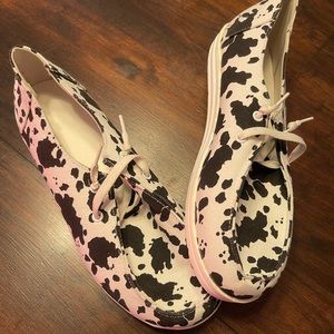 CowPrint slip on shoes Woman’s size 10